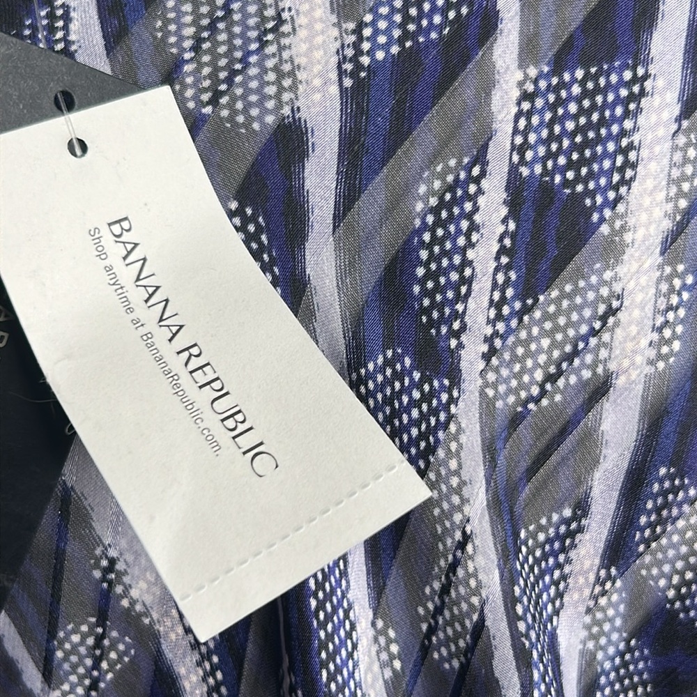 NWT Banana Republic Sheer Geometric Print Split Sleeve Navy Flowy Blouse Sz S - Picture 10 of 12
